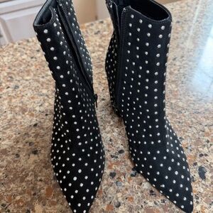 Elegant Black Studded Ankle Booties